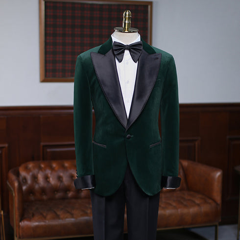 Gothic Green Velvet Suit – Inspired by Formal Suit Blazers for Men Plus Size
